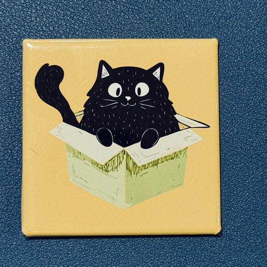 If I Fits, I Sits – Fluffy Black - Cute Cat Magnet