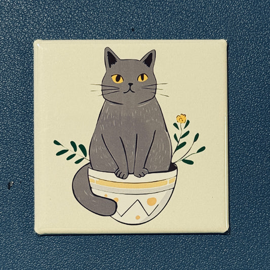 Pot It Like It’s Hot – Cute Gray Cat Magnet for Cat Lovers 2x2 Square Magnet