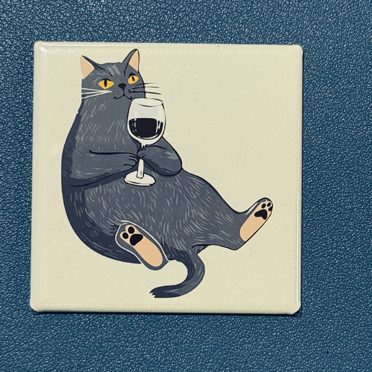 Whiskers & Wine – Sassy Cat Magnet for Cat Lovers 2x2 Square Magnet