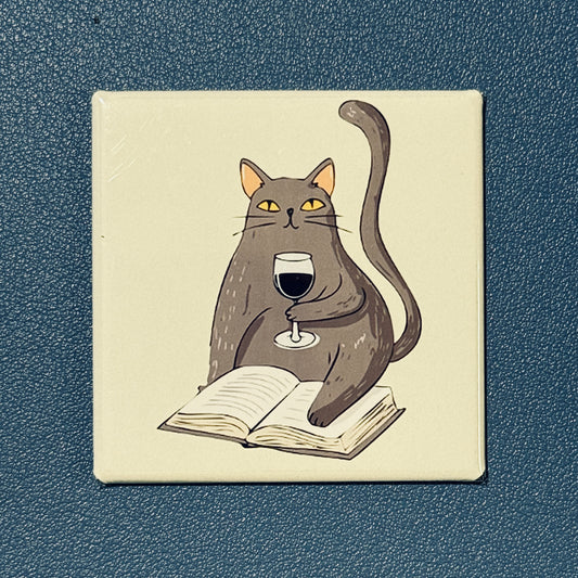 Read Between the Wines – Book & Wine - Cute Cat Magnet