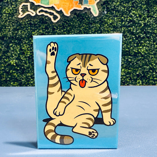 Funny Scottish Fold Cat Magnet – Sarcastic Cartoon Cat Fridge Decor, Gag Gift for Cat Lovers