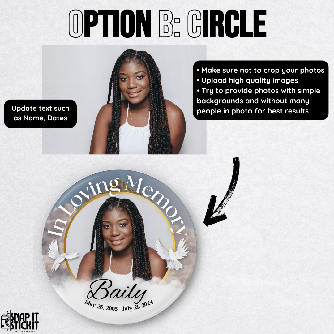 Custom Memorial Button – In Loving Memory Pin – Personalized Keepsake