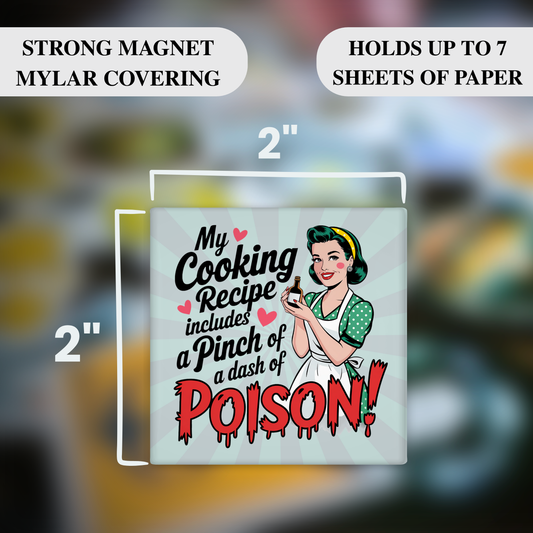 “Pinch of Poison” Sarcastic Housewife Gift – Funny Sarcastic Retro Housewife Magnet