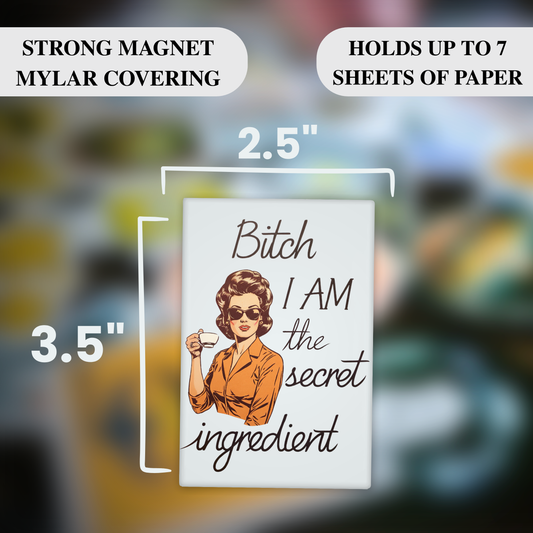 I Am the Secret Ingredient Magnet – Funny Sarcastic Retro Housewife Magnet