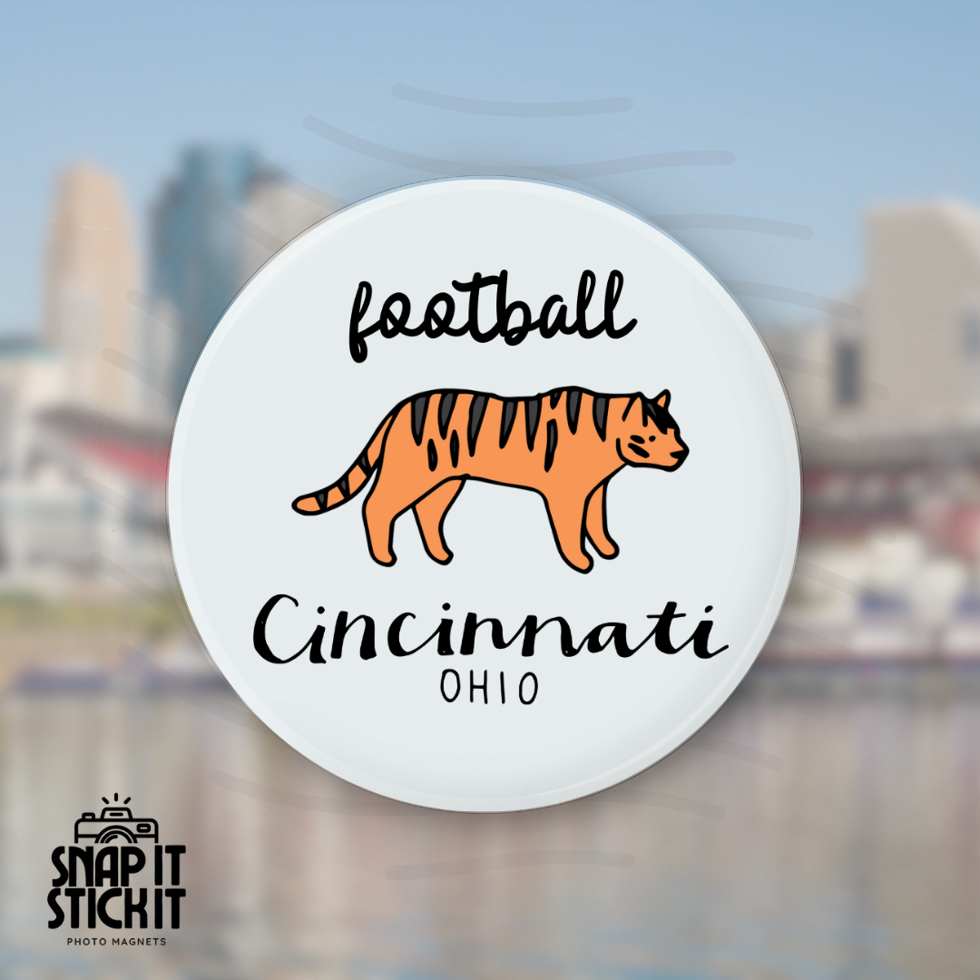 Football - Cincinnati Collection - Round Magnet
