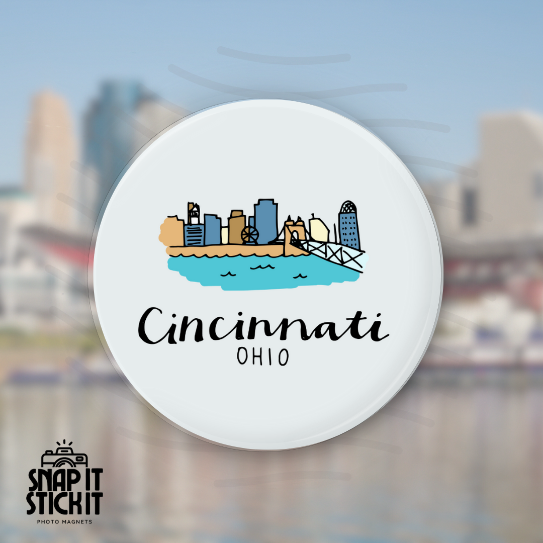 Cincinnati Skyline - Cincinnati Collection - Round Magnet