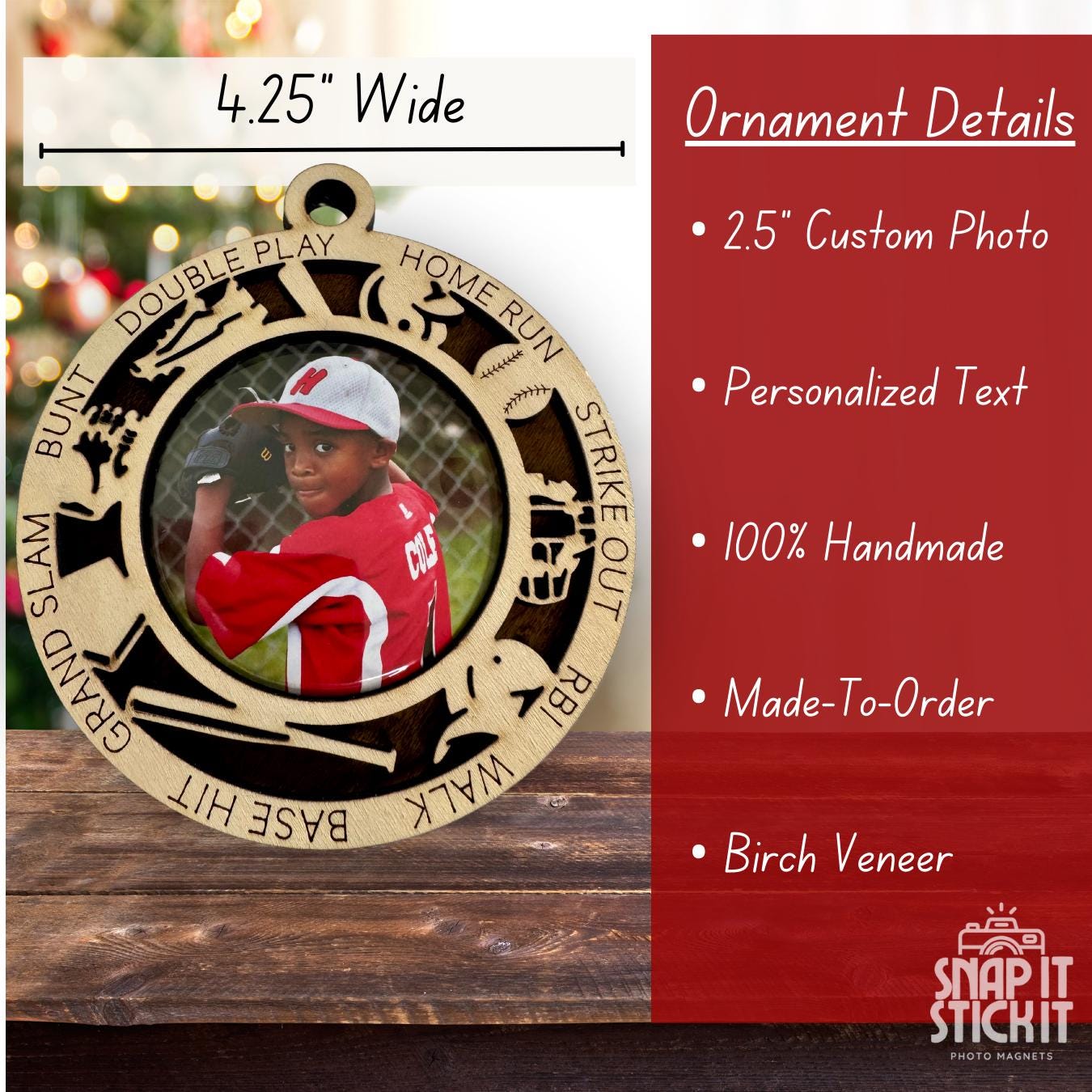 Personalized Golf Photo Ornament | Custom Golf Player Christmas Gift | Laser Cut Wood Ornament with Photo Inlay | Golf Team Keepsake