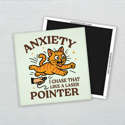 Anxiety Cat – Laser Pointer Panic – 2x2 Magnet