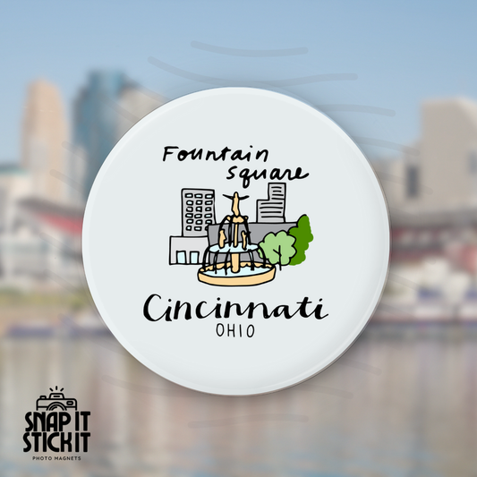 Fountain Square - Cincinnati Collection - Round Magnet