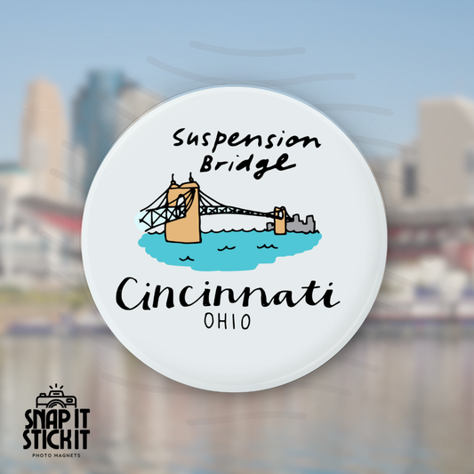 Suspension Bridge - Cincinnati Collection - Round Magnet