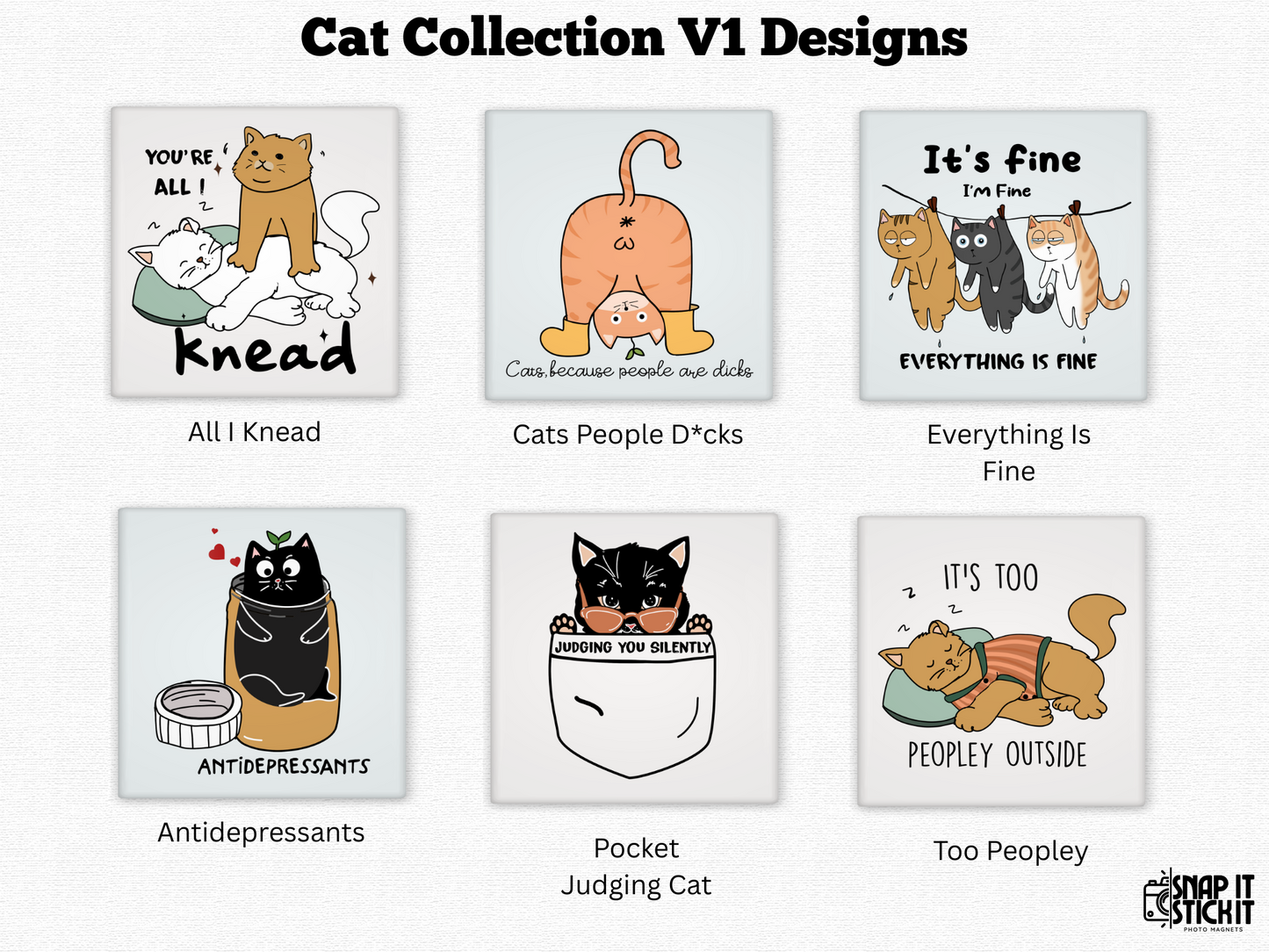 Cats... Because People Are Dicks - Cat Humor 2x2 Square Magnet