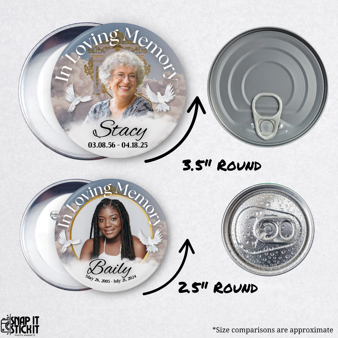 Custom Memorial Button – In Loving Memory Pin – Personalized Keepsake