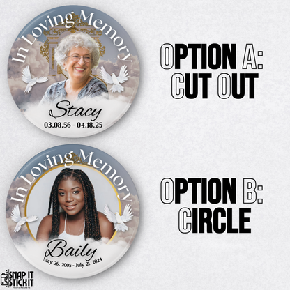 Custom Memorial Button – In Loving Memory Pin – Personalized Keepsake