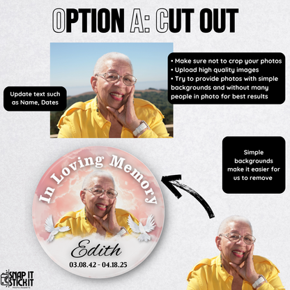 Custom Memorial Button – In Loving Memory Pin – Personalized Keepsake