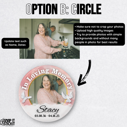 Custom Memorial Button – In Loving Memory Pin – Personalized Keepsake