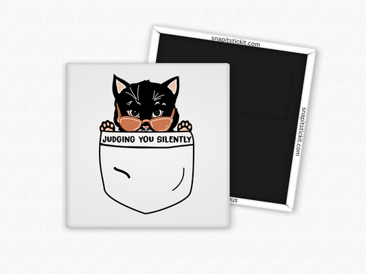 Judging You Silently - Cat Humor 2x2 Square Magnet
