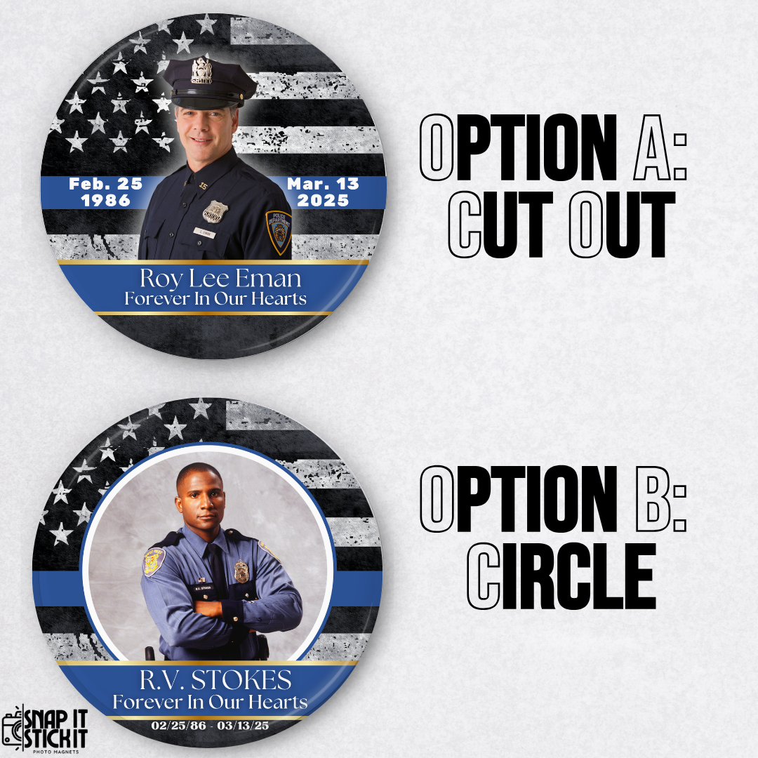 Police Custom Memorial Button – Custom In Honor of Officer Pin – Forever In Our Hearts Keepsake