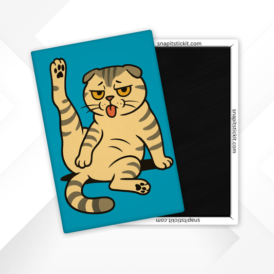Funny Scottish Fold Cat Magnet – Sarcastic Cartoon Cat Fridge Decor, Gag Gift for Cat Lovers