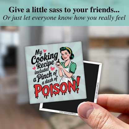 “Pinch of Poison” Sarcastic Housewife Gift – Funny Sarcastic Retro Housewife Magnet