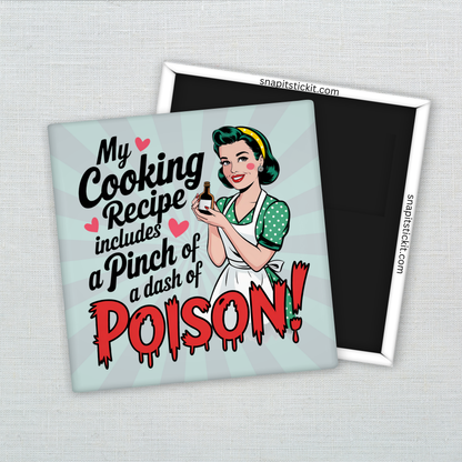 “Pinch of Poison” Sarcastic Housewife Gift – Funny Sarcastic Retro Housewife Magnet