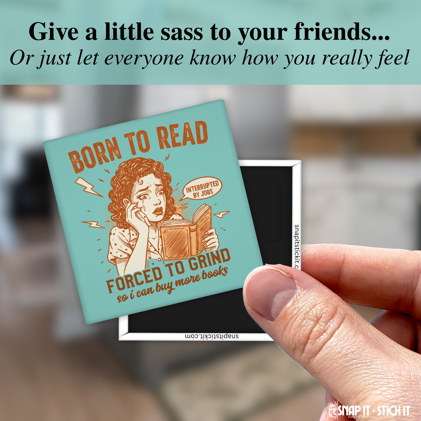 Born to Read, Forced to Grind – Funny Sarcastic Retro Housewife Magnet