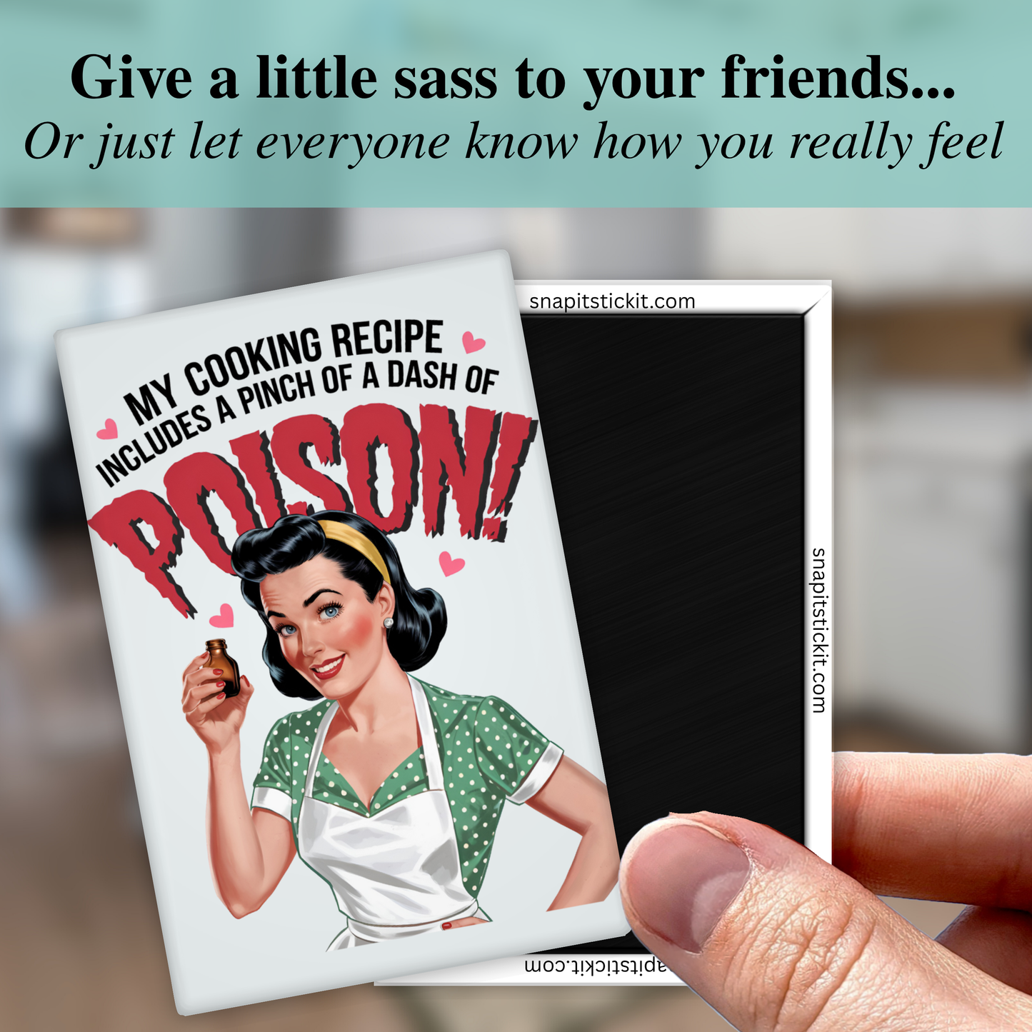 Poison Retro Kitchen Magnet – Funny Sarcastic Retro Housewife Magnet