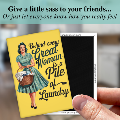 Funny Laundry Magnet – Funny Sarcastic Retro Housewife Magnet