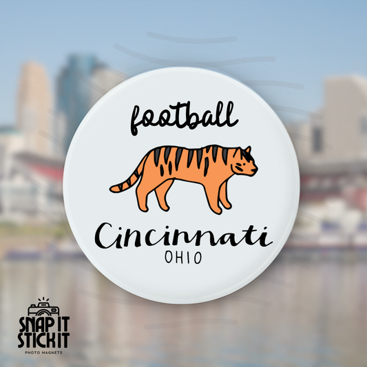 Football - Cincinnati Collection - Round Magnet