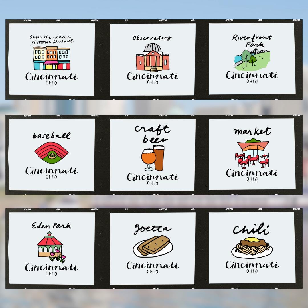 City of Cincinnati Magnet Set | Cincinnati Chili | Goetta | Queen City |
