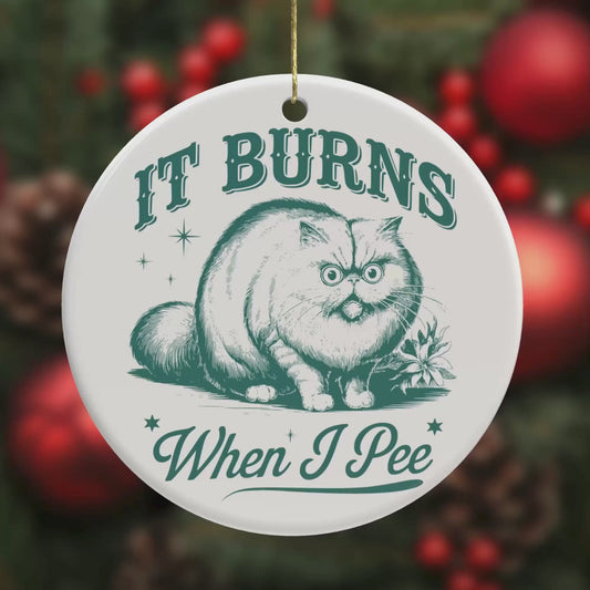 It Burns When I Pee Ceramic Cat Ornament – Funny Gift for Cat Lovers